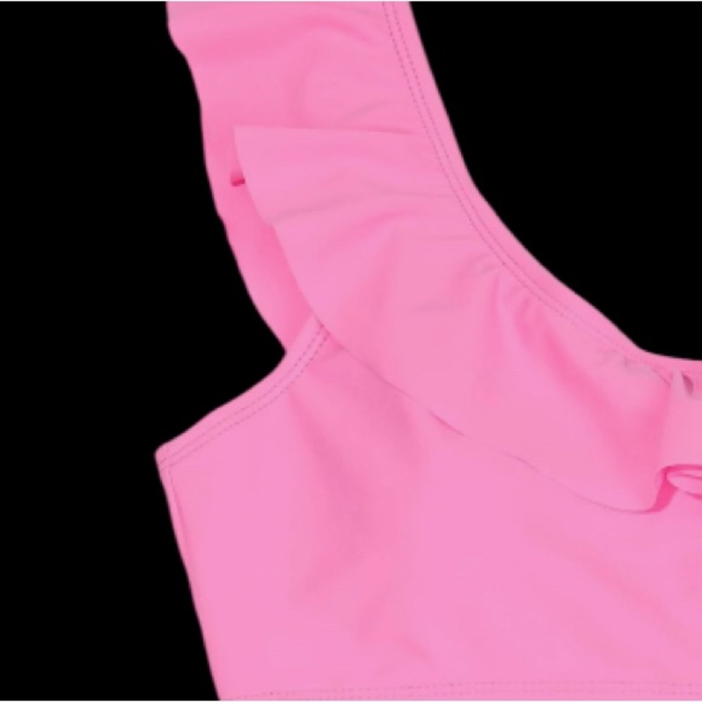 COTTON CANDY neon pink stripe high rise one shoulder bikini women’s size medium - Picture 13 of 14